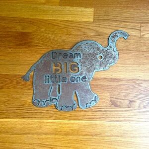Brand new metal elephant sign with patina